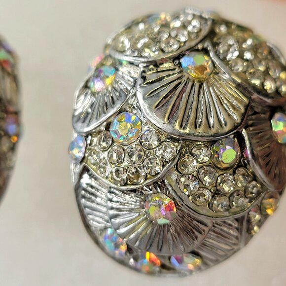 Silver Earrings with Aurora Borealis crystals - Picture 7 of 13